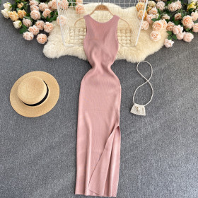 Twisted hollow out two-piece knitted dress