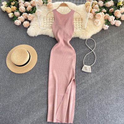 Twisted hollow out two-piece knitted dress
