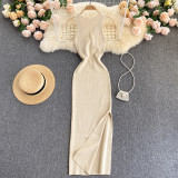 Twisted hollow out two-piece knitted dress