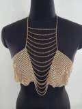 Water diamond inlaid fabric tassel chain hanging neck top body chain