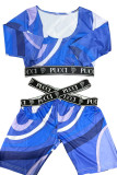 Fashion tight digital printed pants set FC1212