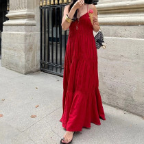 Solid color camisole long dress