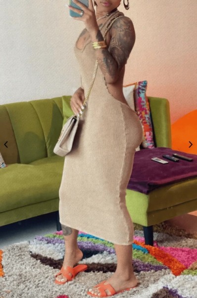Shoulder strap backless dress