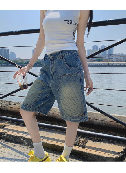 High waisted straight leg five quarter jeans and wide leg five quarter pants