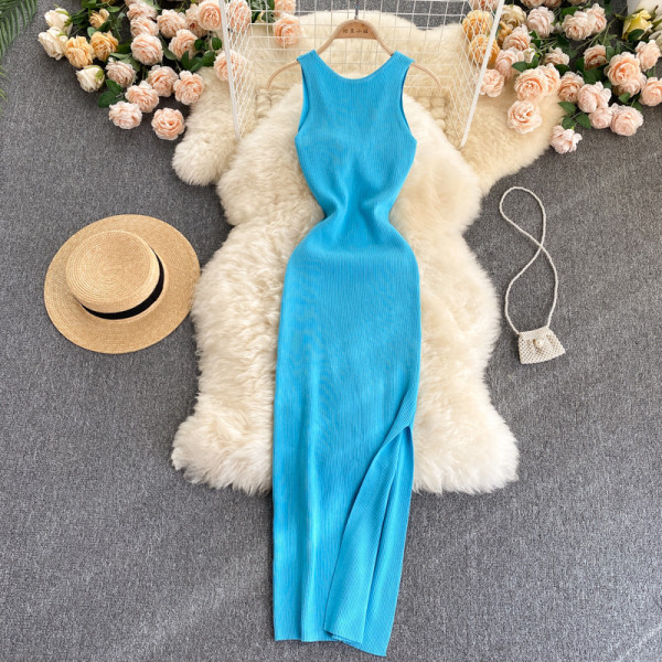 Twisted hollow out two-piece knitted dress