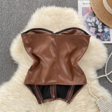 Strapless vest zipper short top