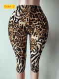 Leopard print high waisted slim fit pants