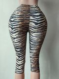 Leopard print high waisted slim fit pants