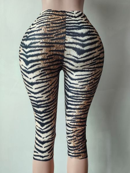 Leopard print high waisted slim fit pants