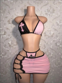 Bikini short skirt three piece set