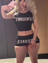 Letter printed short skirt vest set Letter printed short skirt vest set