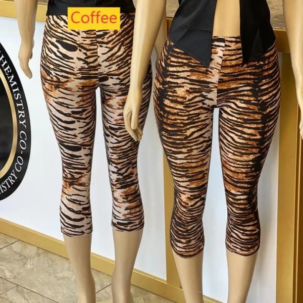 Leopard print high waisted slim fit pants