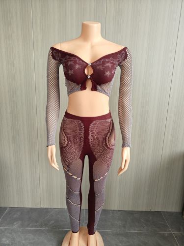 Fun hollow underwear high elasticity mesh suit