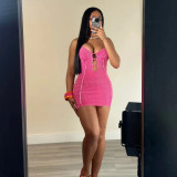 Water Snail Strap Hollow Pit Strip Dress