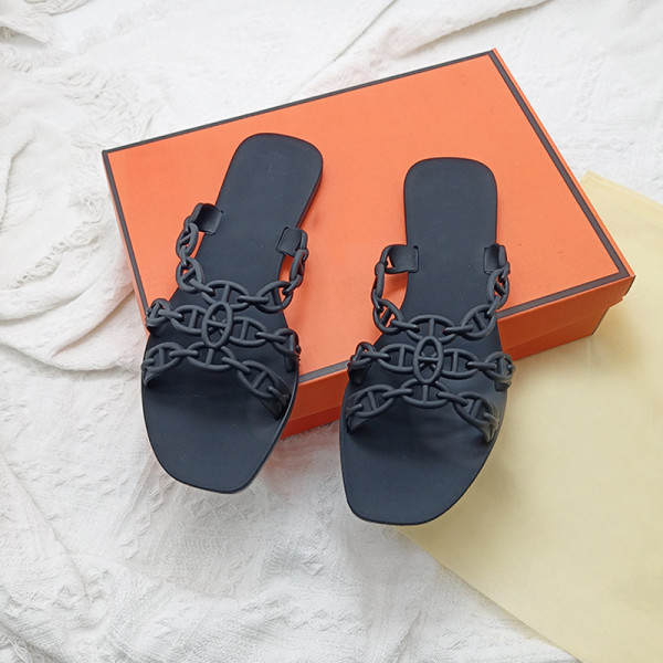 Chain PVC toe clamp beach three belt sandals