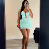 Water Snail Strap Hollow Pit Strip Dress