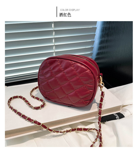 Lingge Embroidered Chain Shoulder Cross Small Box Bag