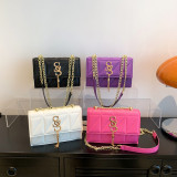 Single shoulder crossbody small square bag, solid color checkered women's bag