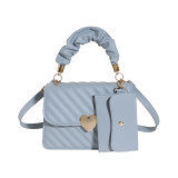 Peach Heart Lock Handheld Single Shoulder Cross Shoulder Small Square Bag
