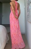 Deep V-lace backless dress