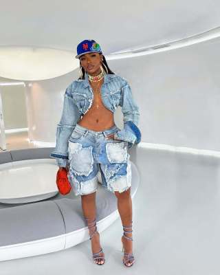 Retro washed distressed patch denim set