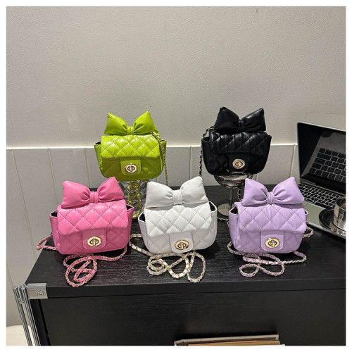 Lingge embroidery thread lock bow chain shoulder crossbody bag