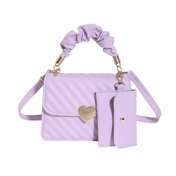 Peach Heart Lock Handheld Single Shoulder Cross Shoulder Small Square Bag