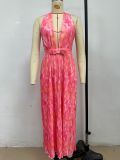 Deep V-lace backless dress