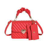 Peach Heart Lock Handheld Single Shoulder Cross Shoulder Small Square Bag