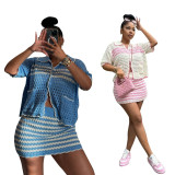 Loose knit mini suit beach skirt set