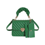 Peach Heart Lock Handheld Single Shoulder Cross Shoulder Small Square Bag
