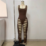 Jumpsuit, vest, top, tassel, shorts set