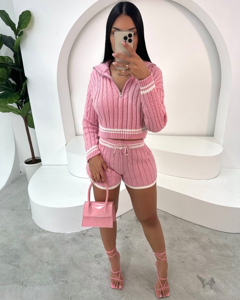 2-piece set of high stretch knitted sweater shorts FF1383 