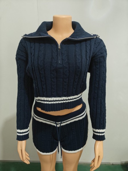 2-piece set of high stretch knitted sweater shorts FF1383 