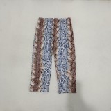Serpentine print cropped pants with bottom and calf mid length