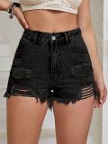 Ripped short denim shorts with frayed edges