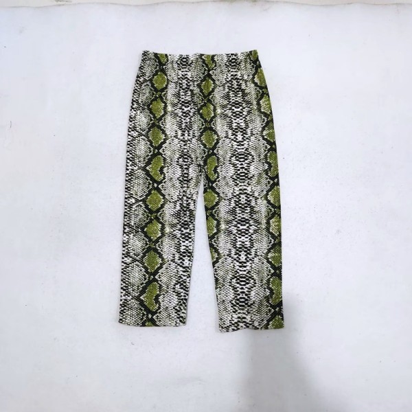 Serpentine print cropped pants with bottom and calf mid length