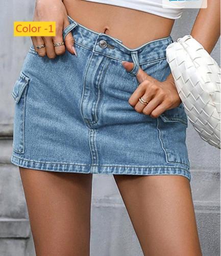 Butt hugging denim skirt A-line skirt