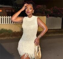 Sleeveless tassel knit dress Sleeveless tassel knit dress