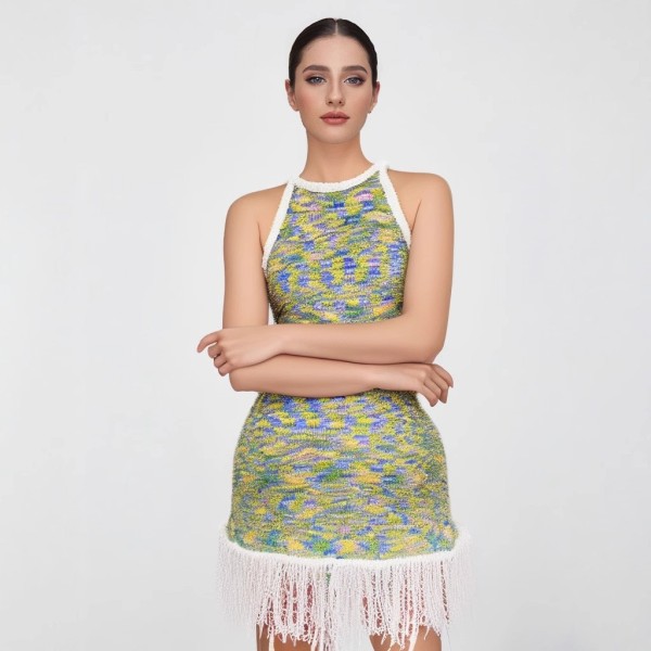 Waist waist, hip, tassel vest, knitted skirt