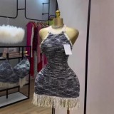 Waist waist, hip, tassel vest, knitted skirt