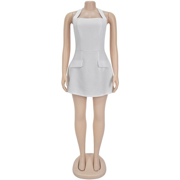 One neck hanging neck backless short dress