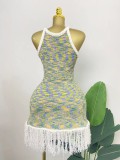 Waist waist, hip, tassel vest, knitted skirt