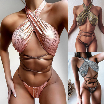 Serpentine strap swimsuit, split swimsuit