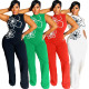 Round neck sleeveless one-piece floral jumpsuit pants