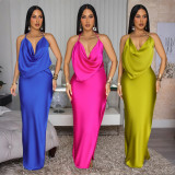Split backless dress, long skirt