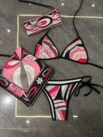 Striped bikini swimsuit With Headscarf+Square scarf PH2509-1