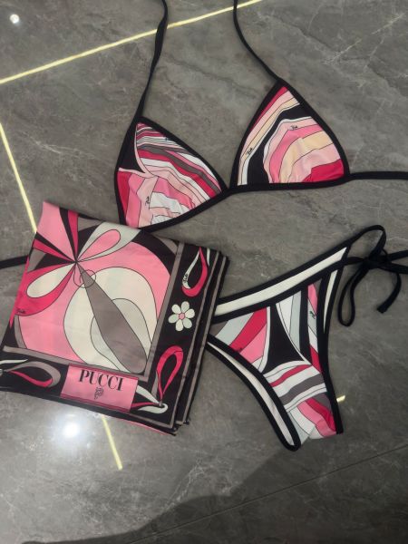 Striped bikini swimsuit scarf PH2509