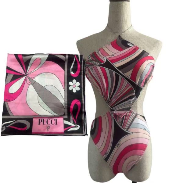 Square scarf split bikini swimsuit