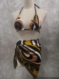 square scarf split one-piece bikini swimsuit
